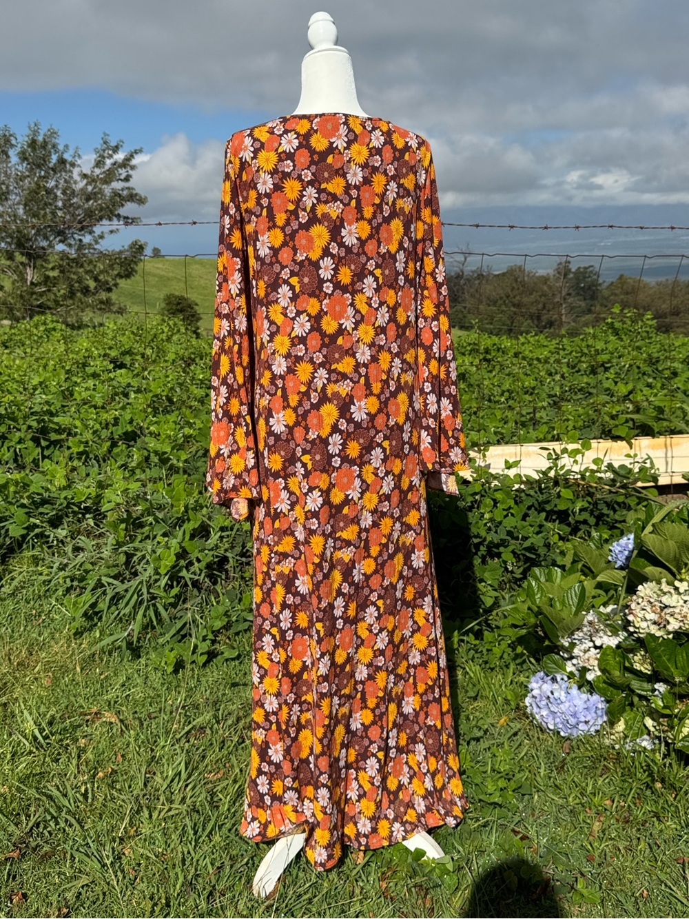 The Hippie Shake Lady of The Canyon Maxi Dress Bell sleeves Retro - Picture 7 of 9
